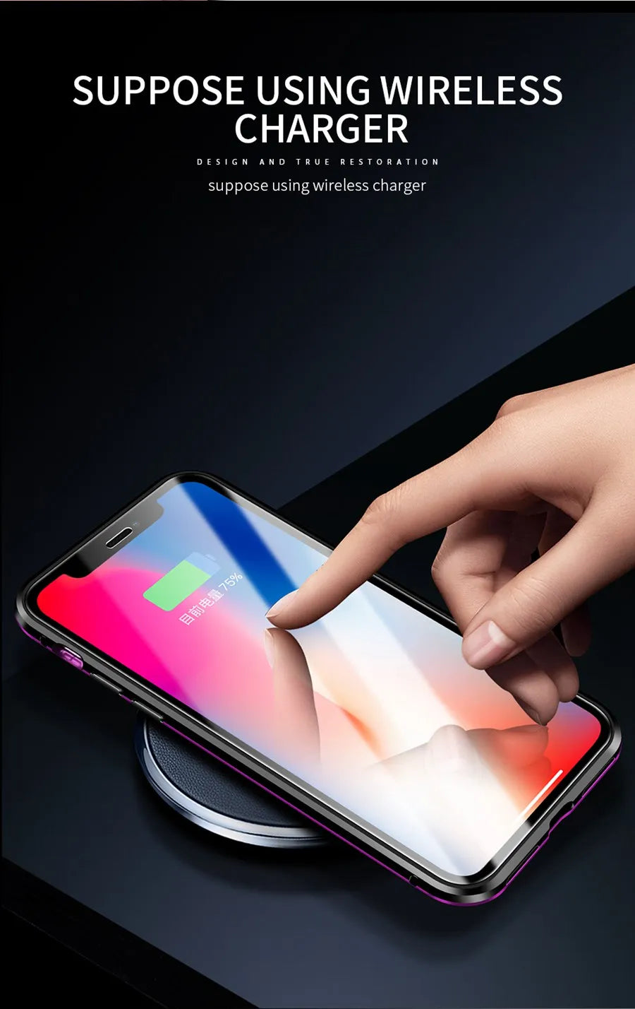 Magnetic Adsorption Case Metal Frame Tempered Glass Back with Built-in Magnet Cover For iPhone 7/8 Plus/iPhone SE 2020 2022