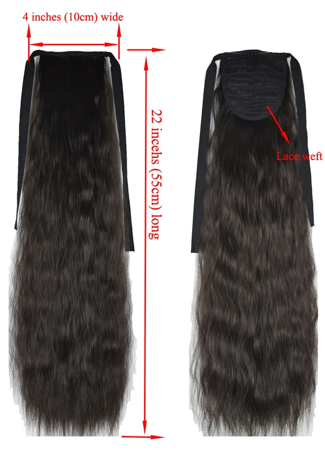 TOPREETY Synthetic Fiber Heat Resistant Kinky Ribbon Ponytail Extensions 3007