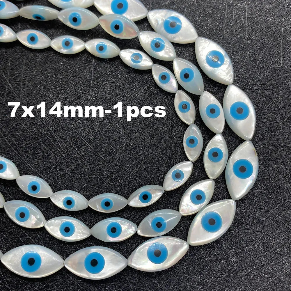 Natural Sea Shell Evil Eye Shell Beads Used for DIY Fashion Jewelry Making Necklace and Bracelet Accessories Size 5x10mm 6x12mm