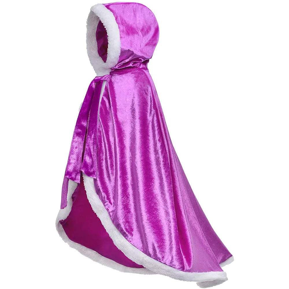 Princess Cloak with Hood Girls Cape Kid Toddler Costume Dress up for Halloween Christmas Carnival Cospaly
