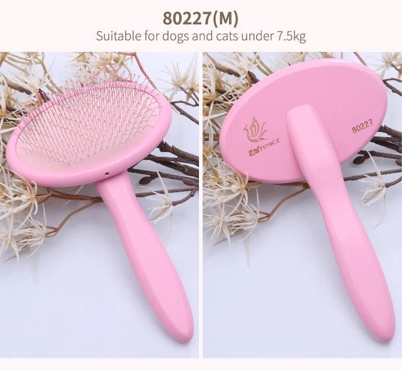 Fenice Pet Hair Brush Massage Handle Comb for Dog Cat Grooming Pet Hair Cleaning Tool