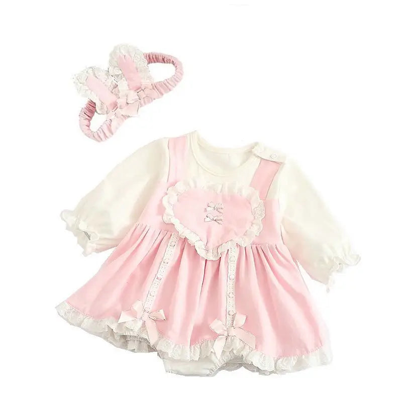 Newborn Baby Girl Tutu Dress for Birthday Bow Long Sleeve Spring Lace Girls Dresses & Hat Princess Clothes Set