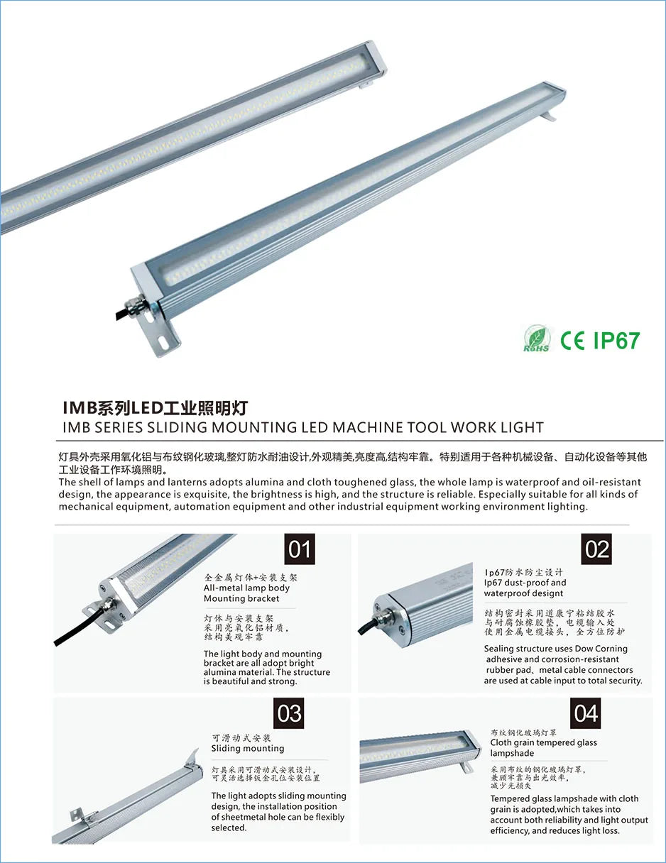 24W 28W 32W LED CNC Machine Tool Work Light Panel Lamp Tempered Frosted Glass Sliding Mounting DC24V AC100-250V Hot Sales