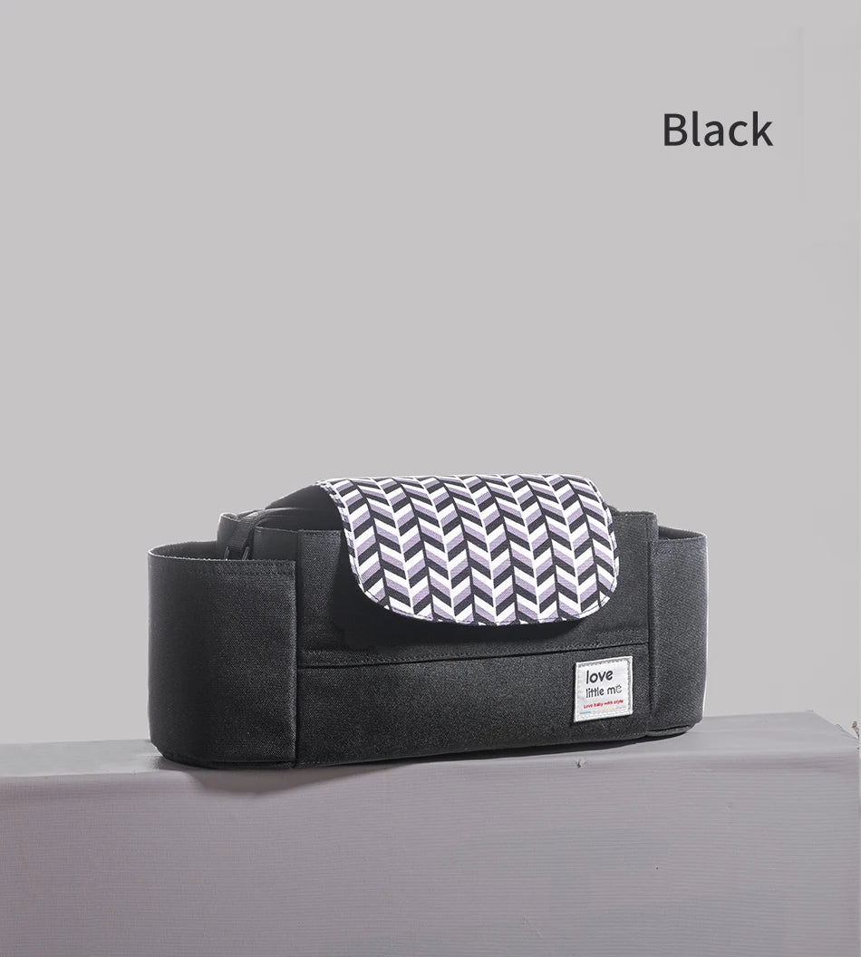 Universal Baby Stroller Organizer Expandable Diaper Bag with Shoulder Strap,Cup Holder,Zipper Pocket Stroller Accessories Travel