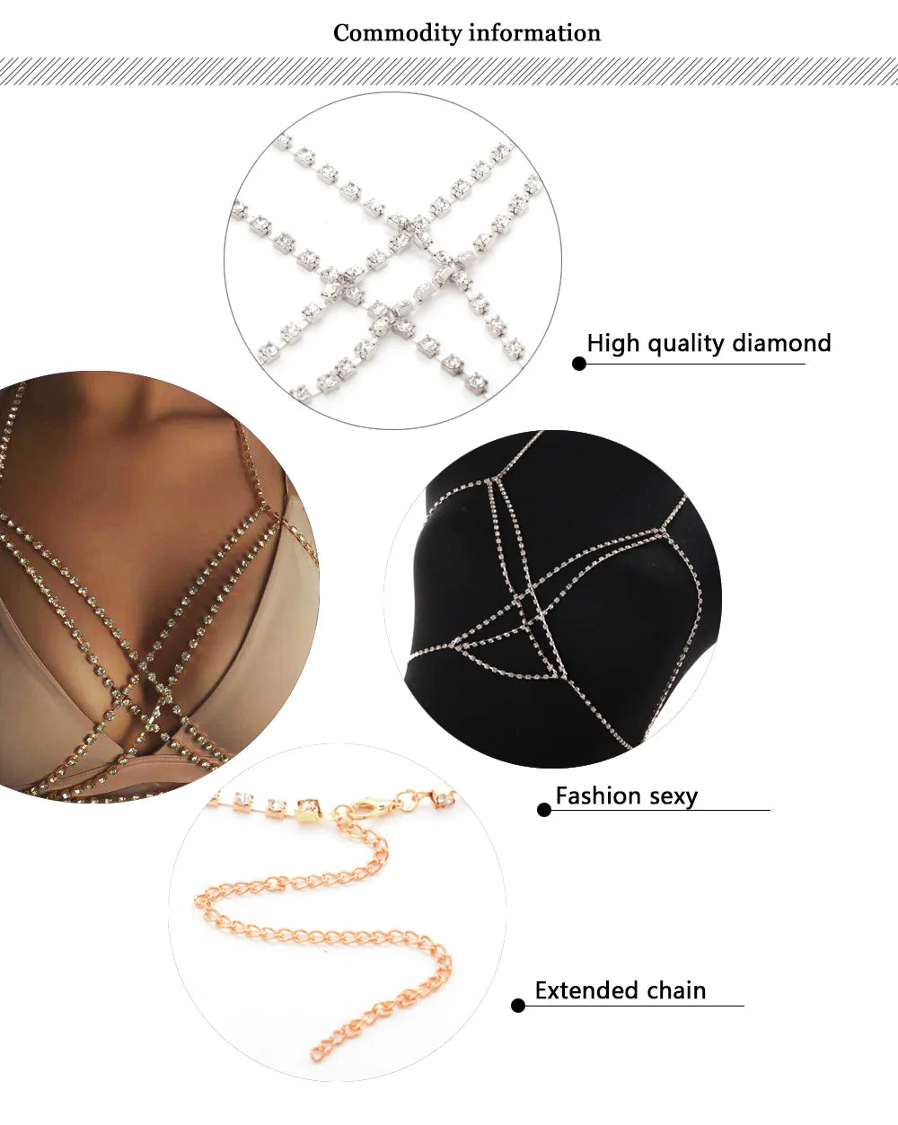 Bohemian Beach Sexy Chest Chains For Women Crystal Cross Chest Chain Shining Bling Bra Body Choker Necklace Jewelry Gift