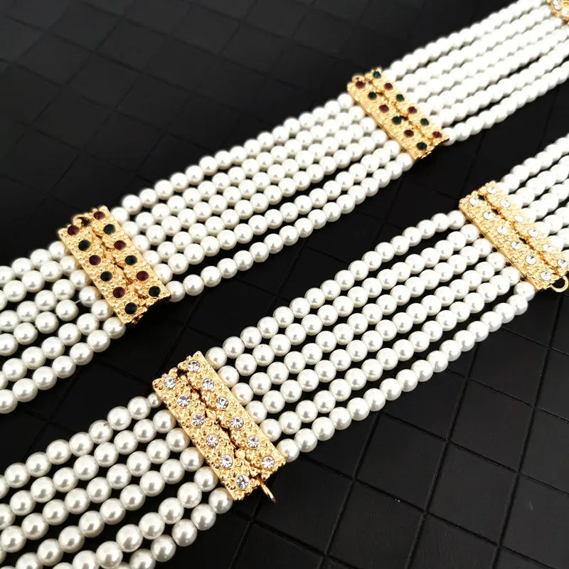 European fashion women's handmade beaded waist chain, adjustable length waist chain party wedding waist chain