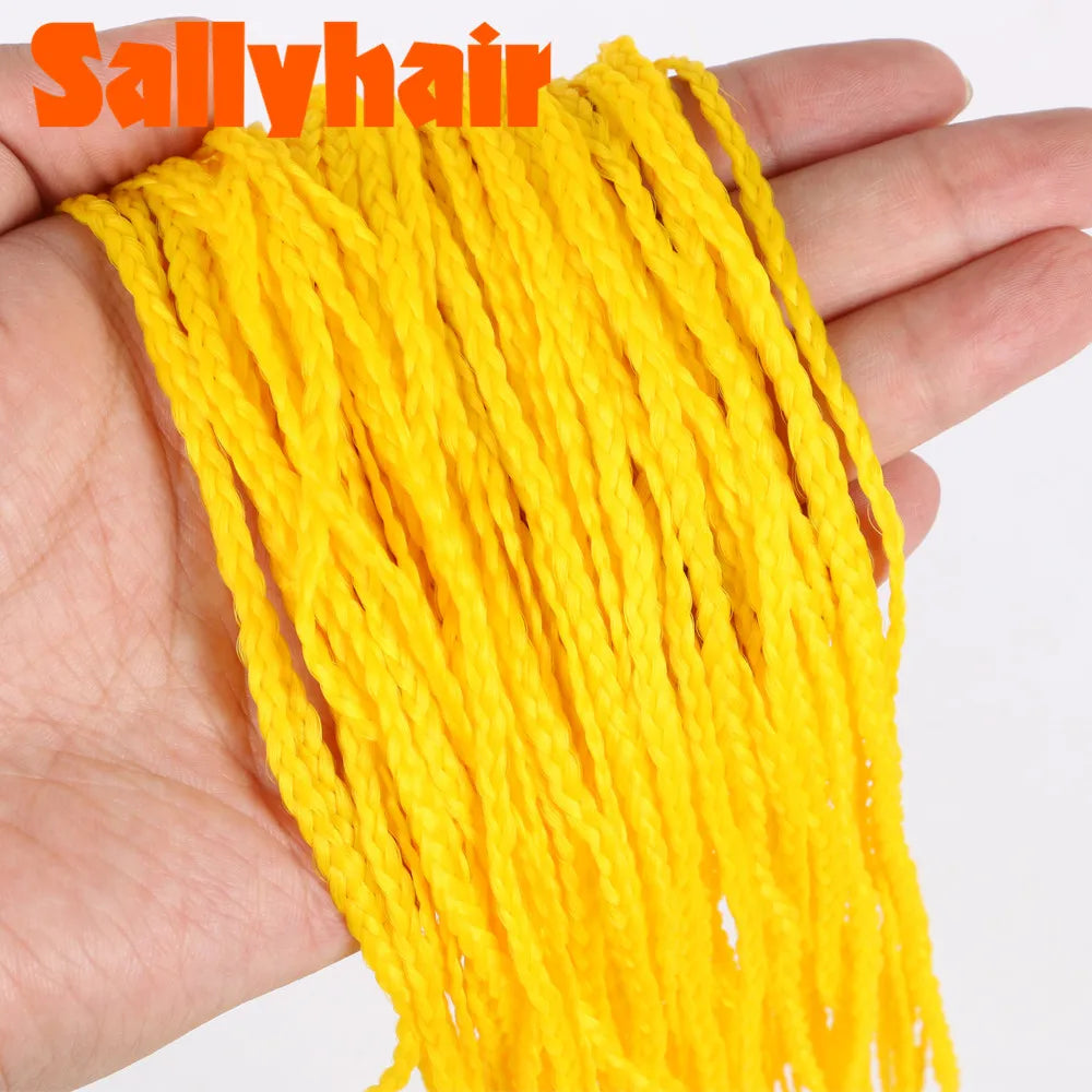 Sallyhair Synthetic Braids Thin Box Braids Crochet Braiding Hair Colorful Zizi Braids Extensions Grey Pink Black Brown Hair