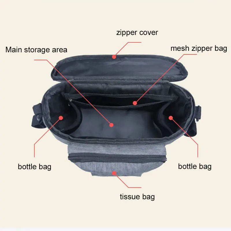 Baby Stroller Organizer Cup Holder Stroller Bag Baby Car Bag Trolley Bag Large Capacity Travel Baby Stroller Accessories