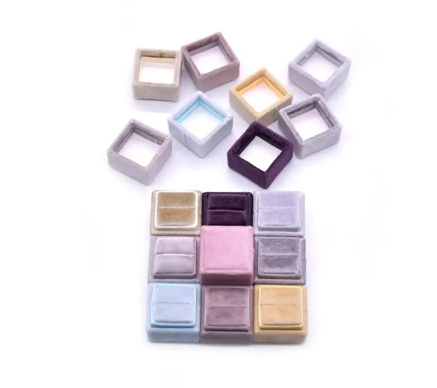 Wholesale High Quality Jewelry Package Box in Velvet Quadrilateral Box 10PCS for Ring Jewelry accessories
