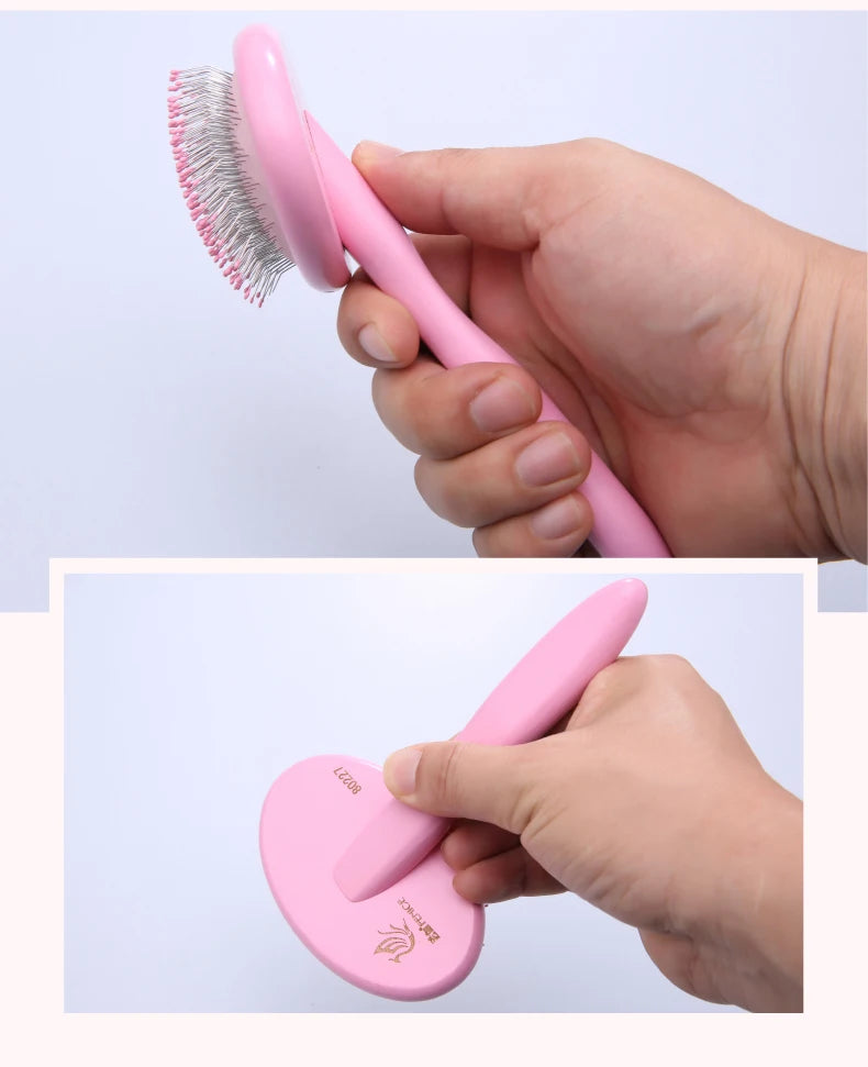 Fenice Pet Hair Brush Massage Handle Comb for Dog Cat Grooming Pet Hair Cleaning Tool