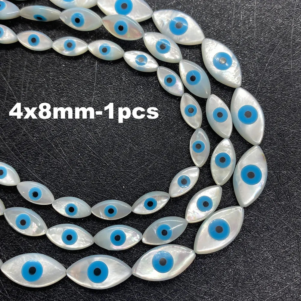 Natural Sea Shell Evil Eye Shell Beads Used for DIY Fashion Jewelry Making Necklace and Bracelet Accessories Size 5x10mm 6x12mm