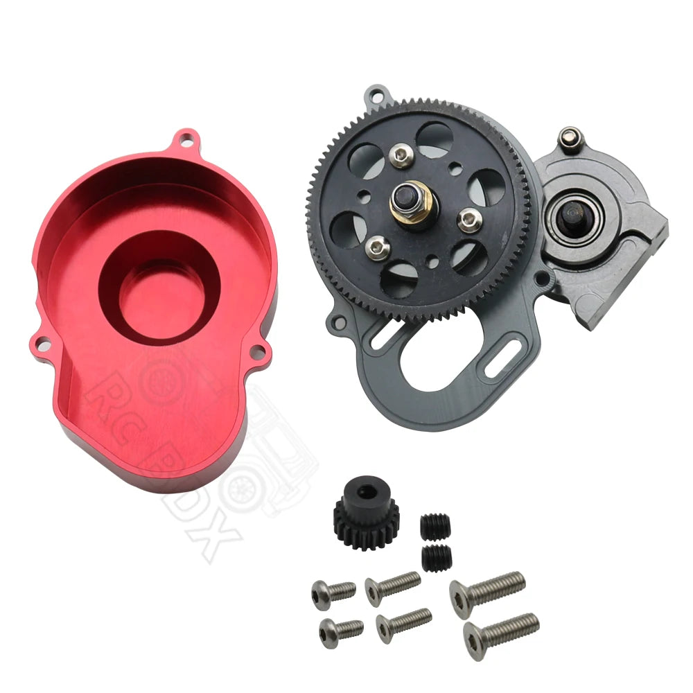 48P All Metal Transmission Gearbox with Motor Gear/Protective Cover for 1/10 RC Rock Crawler Axial SCX10 9028 90047  Truck