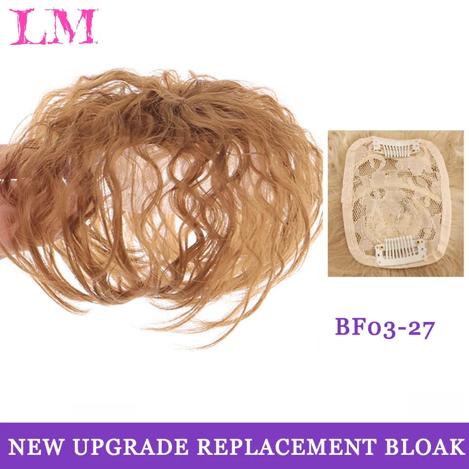 LM Hair Bangs for Mens Clips in Real Hair Bang Cover High Forehead 100% Human Hair Bangs Fringe Extension for Volume