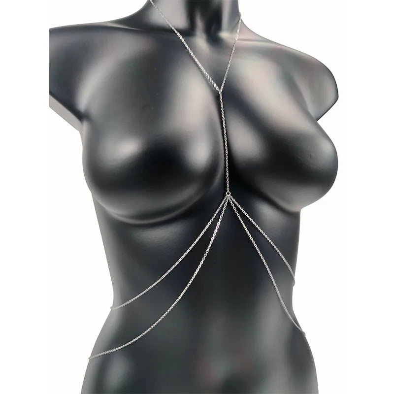 Body Jewelry Sexy Chest Chain Bikini Belly Chains for Women Cross Waist Chains Female Body Suit Girl Fashion Beach Simple Luxury