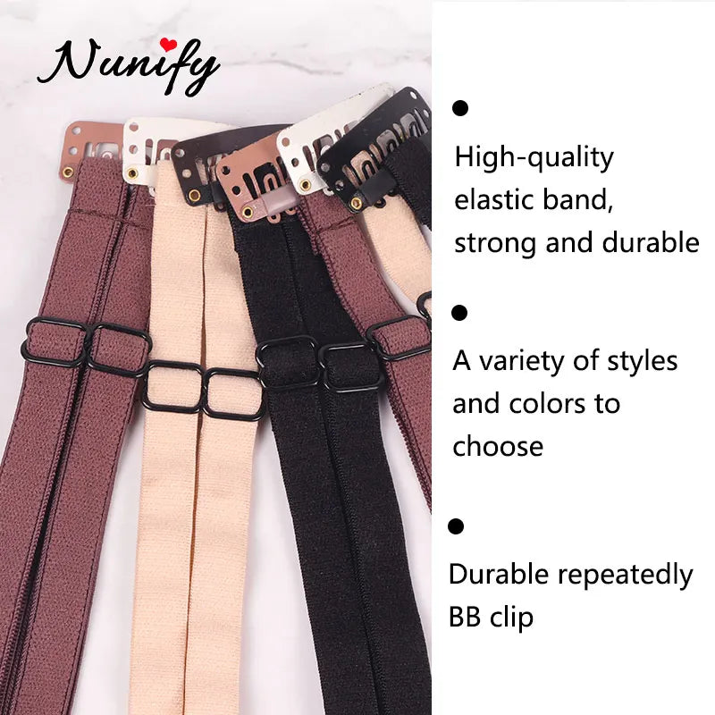 Black Blonde Lifed Eyes Band With Clips Adjustable Long Size Elastic Band For Hair Clip Stretch Straps Rubber Band With Clip