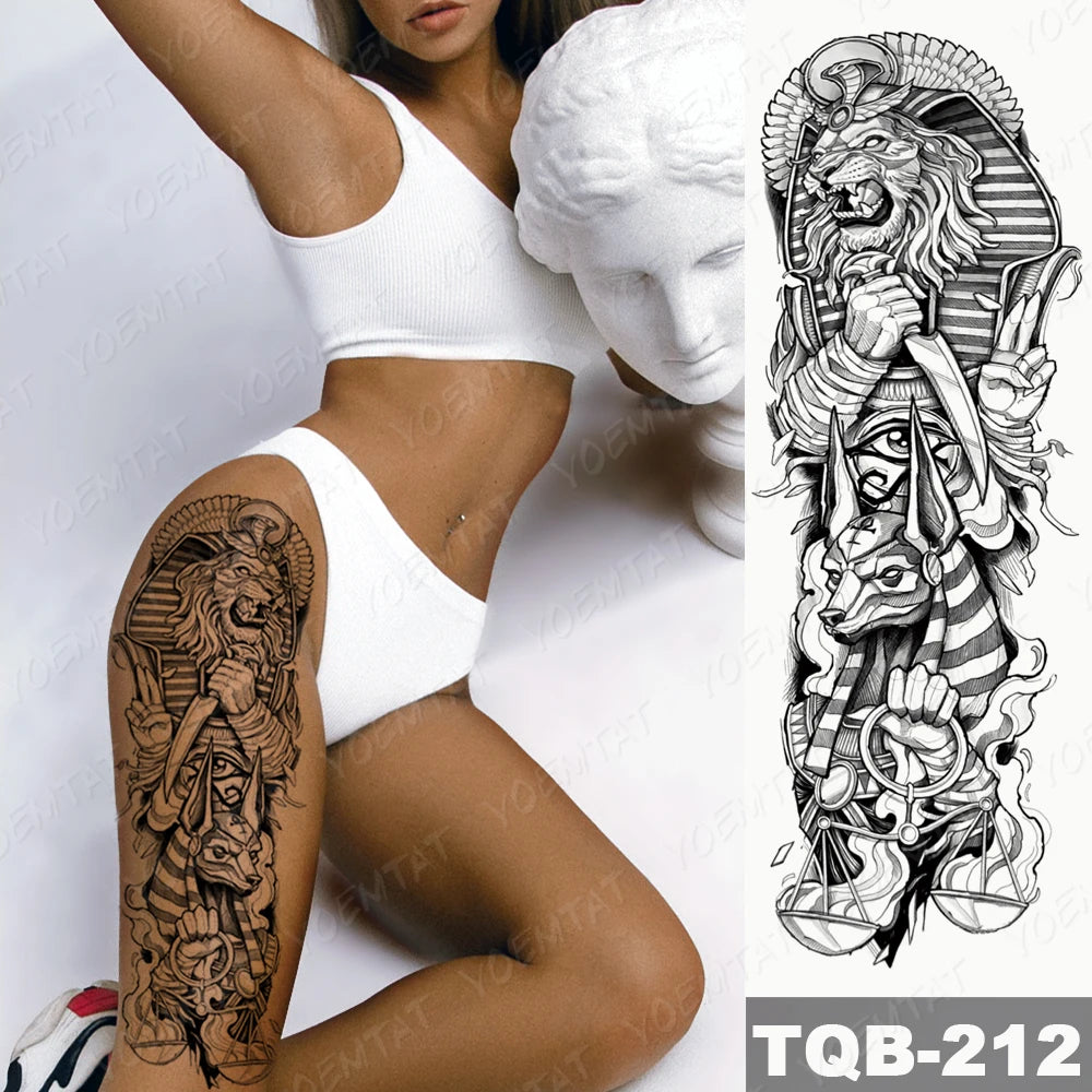 Large Arm Sleeve Tattoo Black Maori Totem Waterproof Temporary Tatto Sticker Tribal Flame Body Art Full Fake Tatoo Women Men