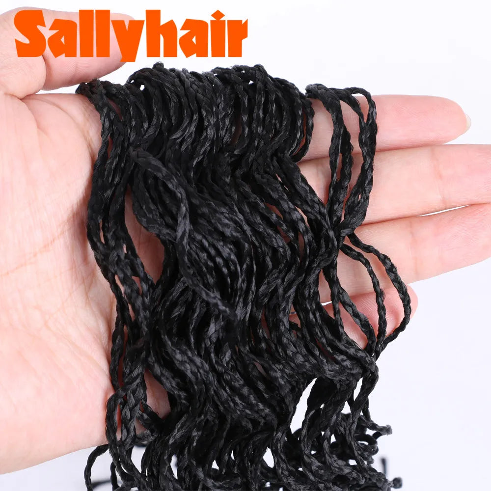 Sallyhair Synthetic Braids Thin Box Braids Crochet Braiding Hair Colorful Zizi Braids Extensions Grey Pink Black Brown Hair