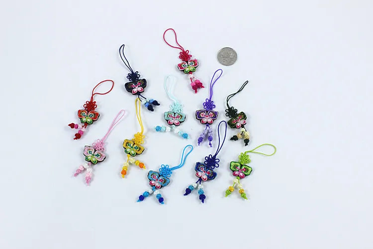 10 Pcs Y2K Bag Charms - Cute Embroidered Butterfly, Fish & Flower Pendants for Keychain, Phone Case Lanyard, Purse Accessory