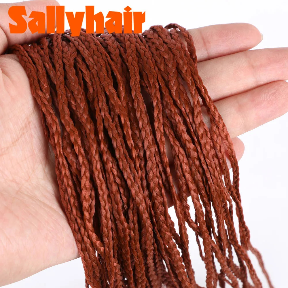 Sallyhair Synthetic Braids Thin Box Braids Crochet Braiding Hair Colorful Zizi Braids Extensions Grey Pink Black Brown Hair