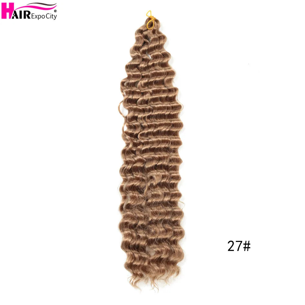 22-28 Inch Deep Wave Twist Crochet Hair Natural Synthetic Braid Hair Afro Curls Ombre Braiding Hair Extensions Hair Expo City