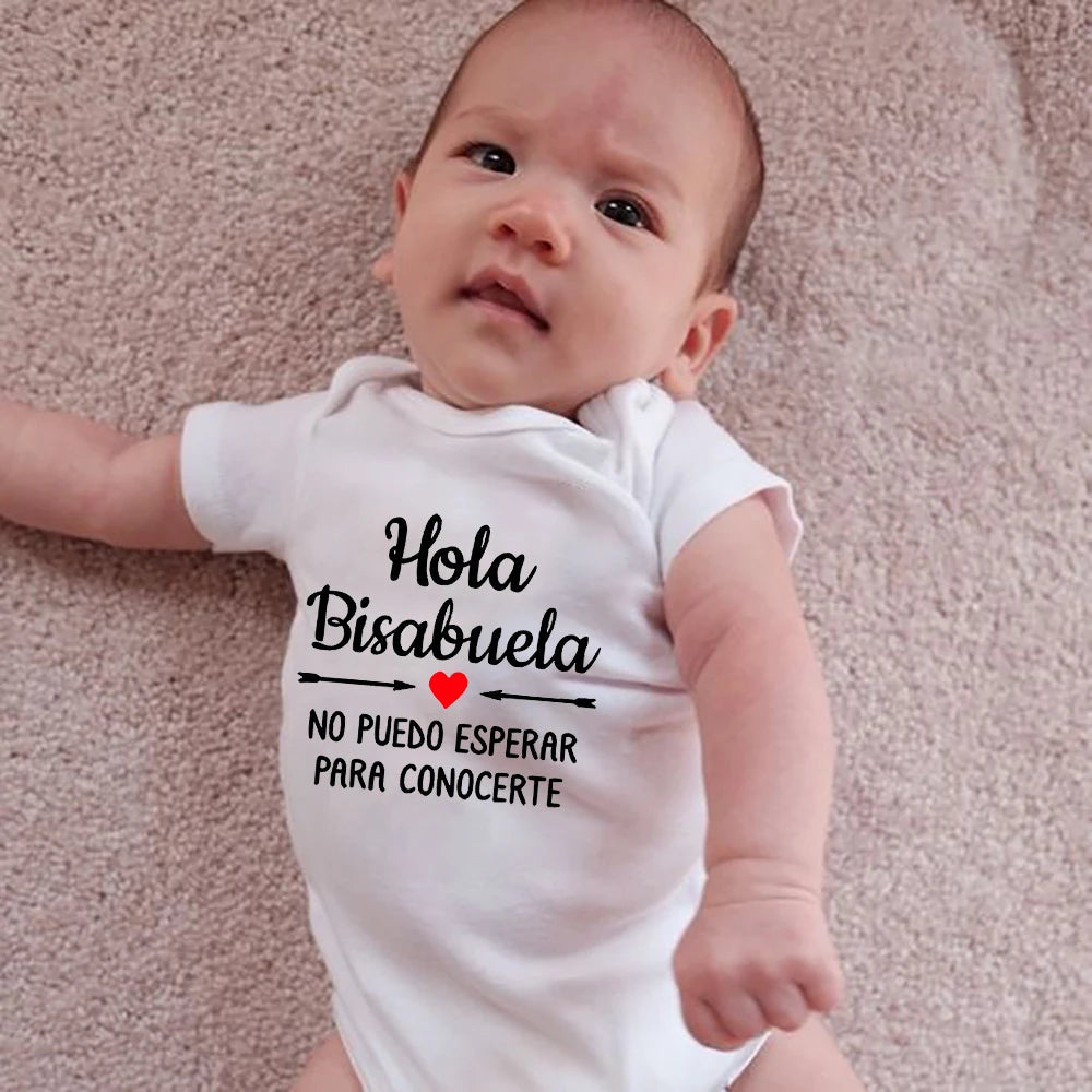 Hola Bisabuela Spanish Newborn Bodysuits Baby Boys Girls Born Crawling Jumpsuits Clothing Ropa Pregnancy Reveal To Great Grandma