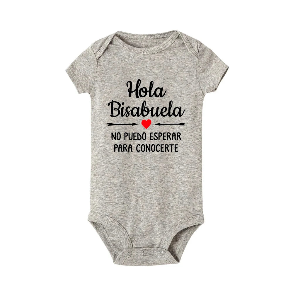 Hola Bisabuela Spanish Newborn Bodysuits Baby Boys Girls Born Crawling Jumpsuits Clothing Ropa Pregnancy Reveal To Great Grandma