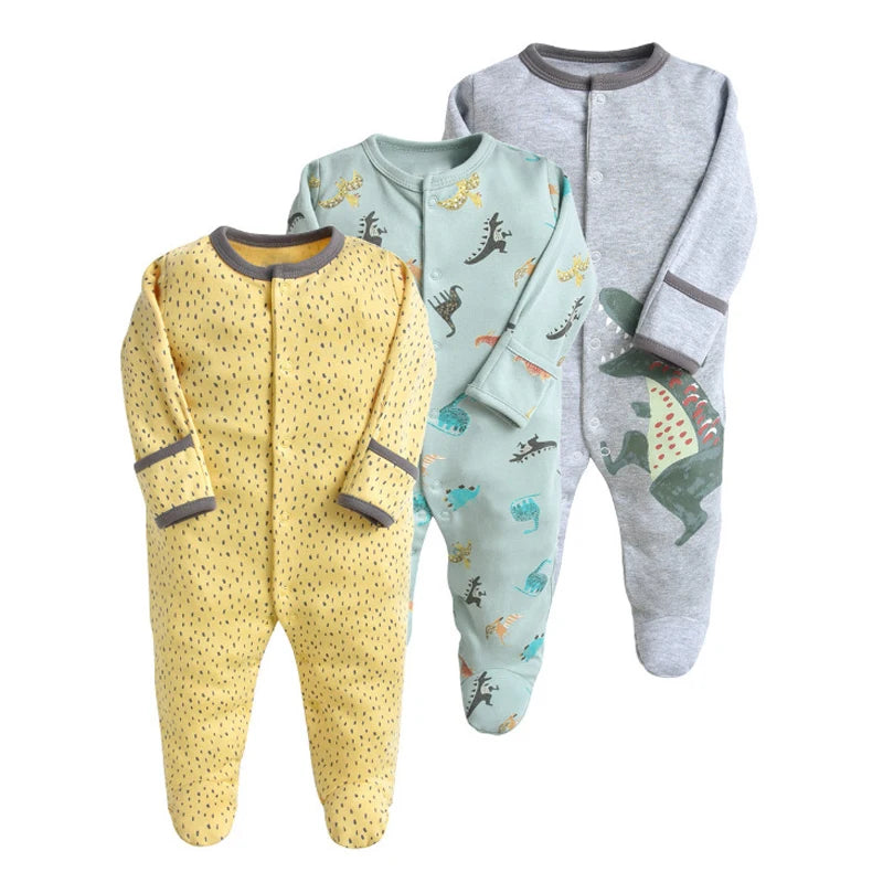 3Pcs Brand Newborn Baby Clothes Set Infant Boys Girls Romper Cotton Long Sleeve Pajamas Jumpsuit Toddler Outfits