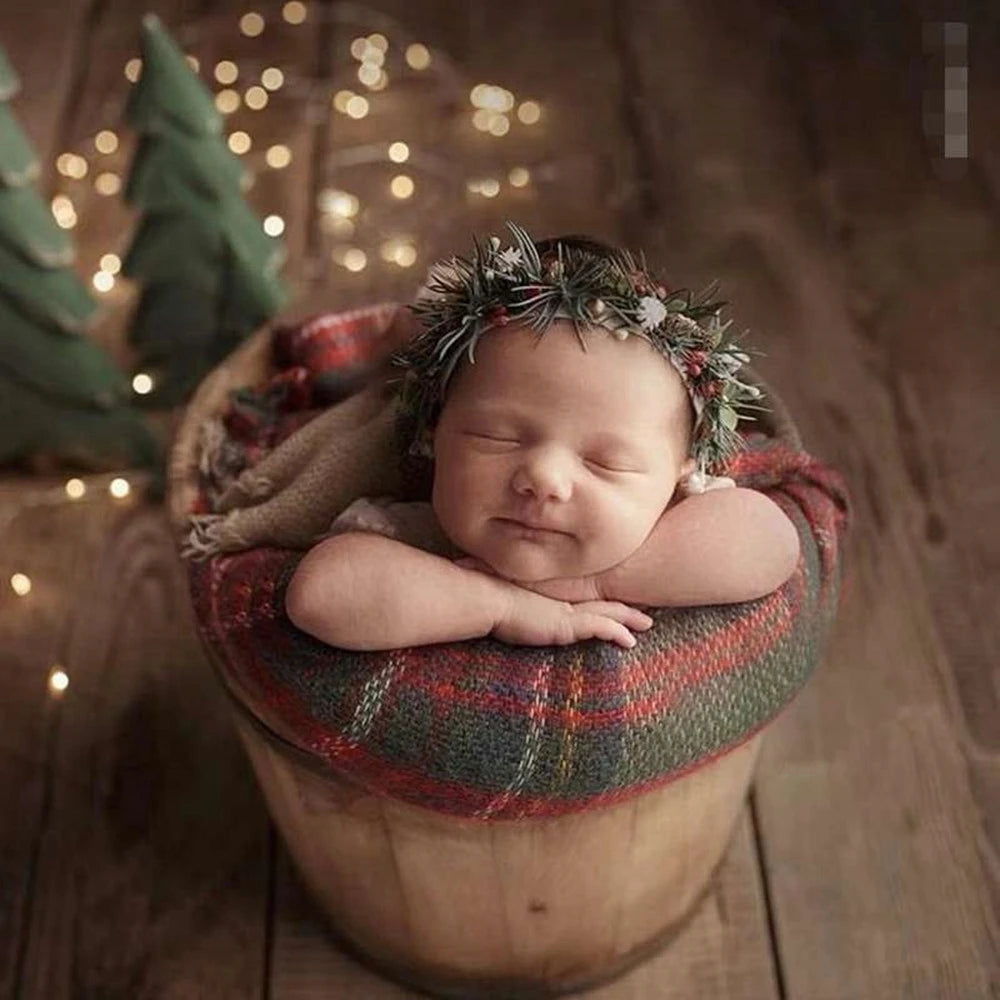 Baby Christmas Hat Reindeer Newborn Photography Props Accessories Wraps Pillow Set For Girls Boy Photo Shoot Studio Decoration