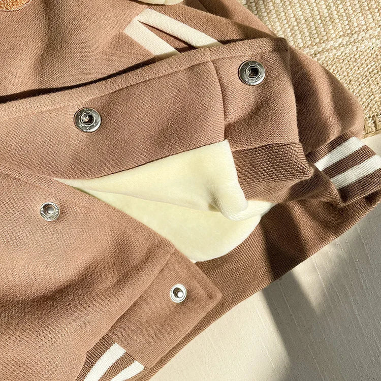 Toddler Infant Baby Boys Girls Clothes Cute Fleece Winter Warm Baby Jacket Casual Baseball Uniform Outerwear Kids Coat