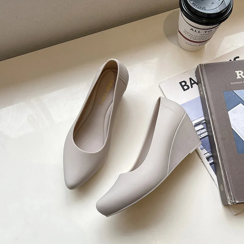 Wedges High heels jelly sandals women solid candy sandales pointed toe summer rain shoes ladies waterproof pvc sandalias 2021