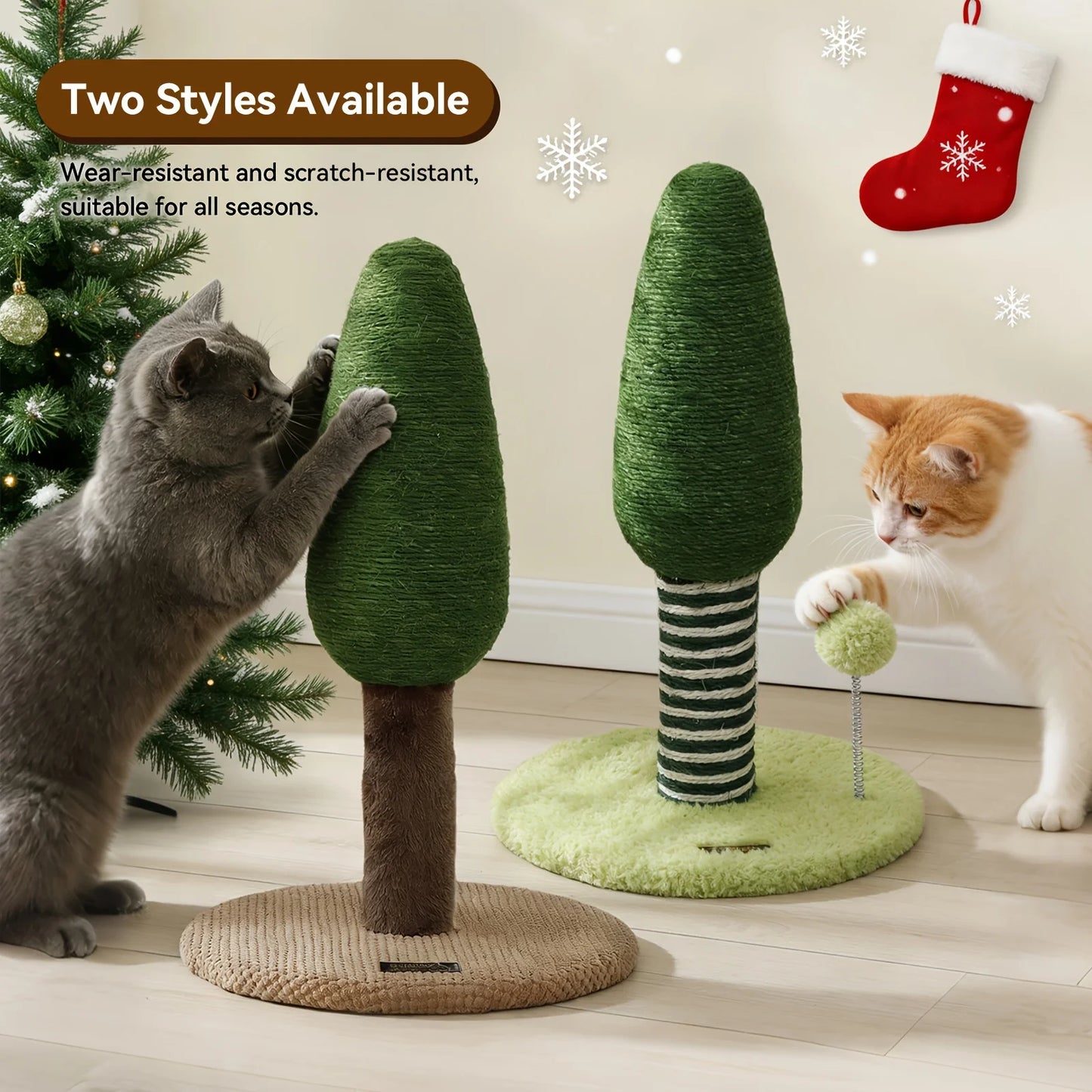 Creative Pine Tree-shaped cat Scratching Post Stable Circular Base cat Scratching Post  Indoor Interactive cat Scratching Post