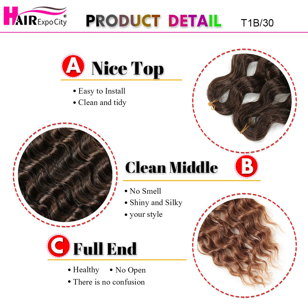 22-28 Inch Deep Wave Twist Crochet Hair Natural Synthetic Braid Hair Afro Curls Ombre Braiding Hair Extensions Hair Expo City