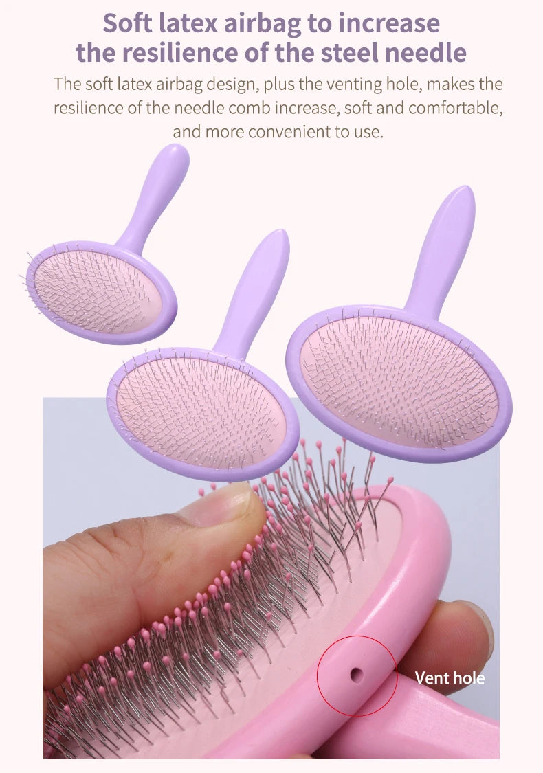 Fenice Pet Hair Brush Massage Handle Comb for Dog Cat Grooming Pet Hair Cleaning Tool