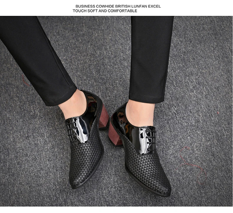 Man Dress High Heel Shoes Handmade Italian Style Party Wedding Men Shoes High Quality Leather Business Formal Elevator Shoes Men
