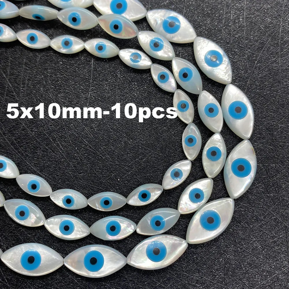 Natural Sea Shell Evil Eye Shell Beads Used for DIY Fashion Jewelry Making Necklace and Bracelet Accessories Size 5x10mm 6x12mm