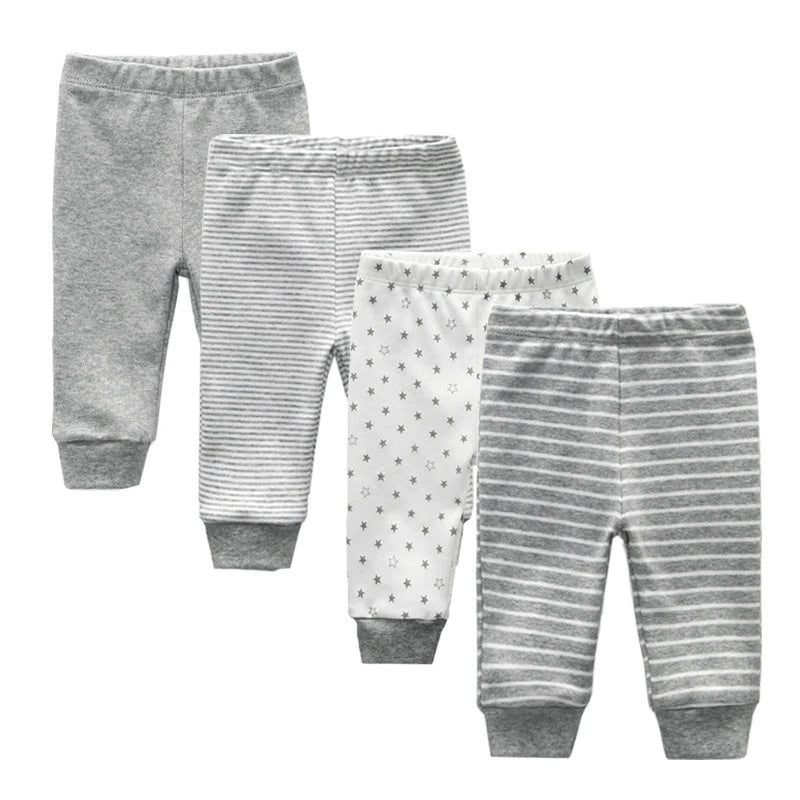 Solid Color 100%cotton Newborn Baby Pants 3/4Pieces Baby Girl Trousers 0-24M Soft Cartoon Print Baby Boy Pants Accessories