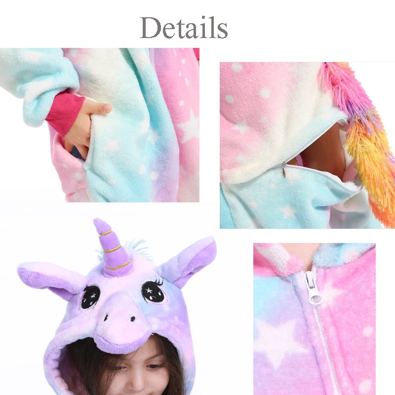 New Animal Unicorn Pajamas Adults Winter Sleepwear Kigurumi Wolf Panda Unicornio Pyjamas Women Onesie Anime Costumes Jumpsuit