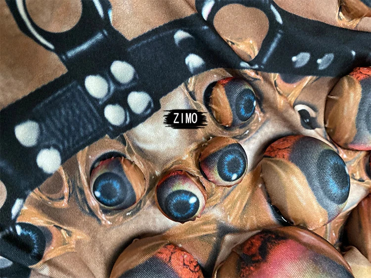 Halloween Men Women Horror Costume 3D Eye Novelty Jumpsuit Coat Stretch Rompers Nightclub Party Scary Stage Drag Queen Costumes