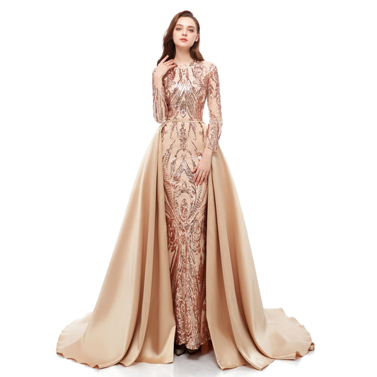 ZH003 Luxury Wedding Dress for Bridal Long Sleeve Sequin Bridal Gowns Wedding Dress Evening Dresses for Women