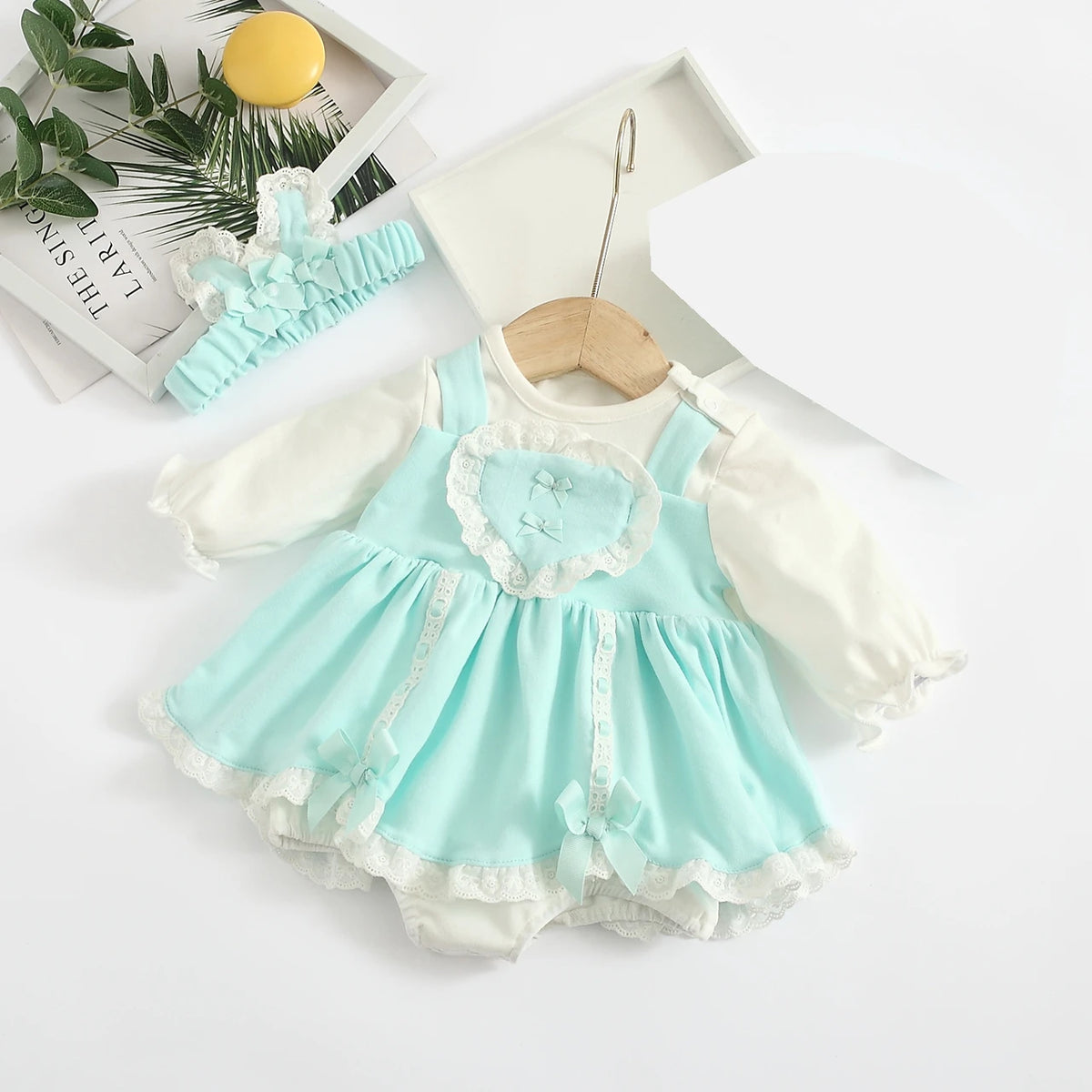 Newborn Baby Girl Tutu Dress for Birthday Bow Long Sleeve Spring Lace Girls Dresses & Hat Princess Clothes Set