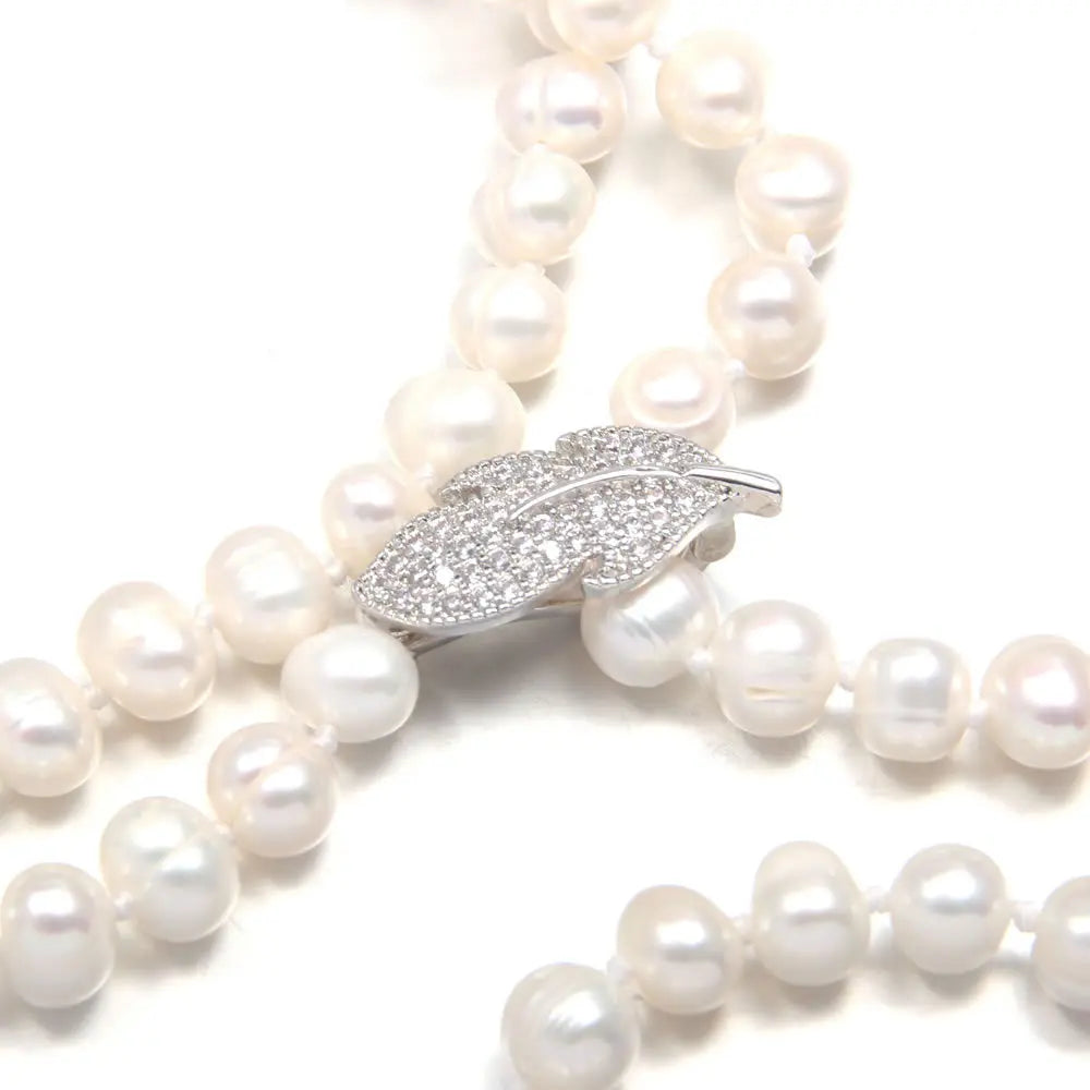 Long Pearl Necklace Sweater Chain 8-9mm Natural Freshwater Pearl Jewelry For Women Fashion Gift