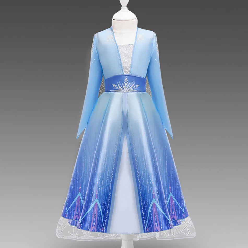 Elsa Anna 2 Dress Girls Princess Carnival Party Halloween Cosplay Costume Snow Queen Vestido Children Clothing For 2-12 Years