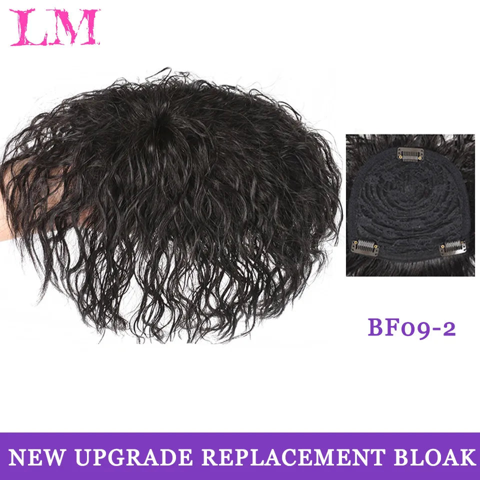 LM Hair Bangs for Mens Clips in Real Hair Bang Cover High Forehead 100% Human Hair Bangs Fringe Extension for Volume