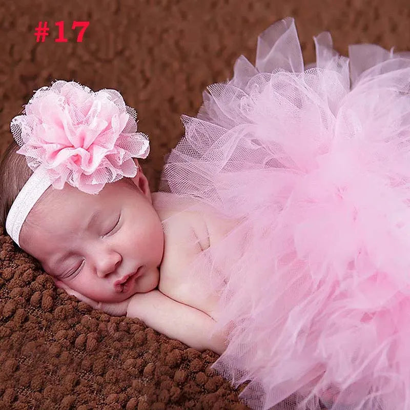 Pale Pink Baby Tutu Skirt and Headband Set Newborn Photography props Infant Cake Smash Tutus Outfit Shower Gift