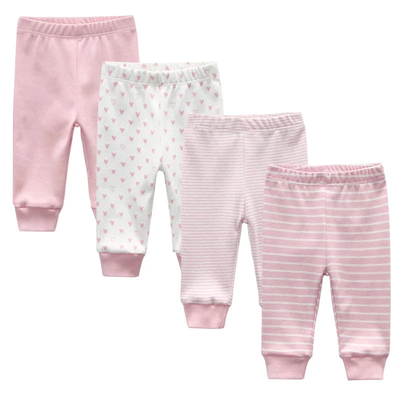 Newborn Solid 3/4PCS Baby Pants 100%Cotton Cartoon Soft Accessories Baby Boy Trousers Pants 0-24M Baby Girl Pants Four Seasons