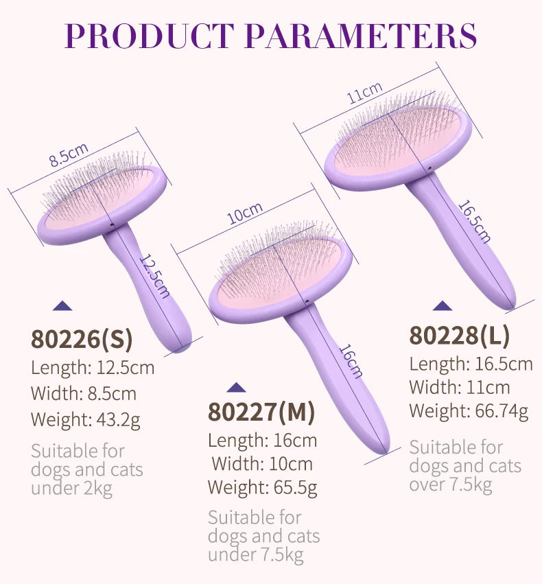 Fenice Pet Hair Brush Massage Handle Comb for Dog Cat Grooming Pet Hair Cleaning Tool