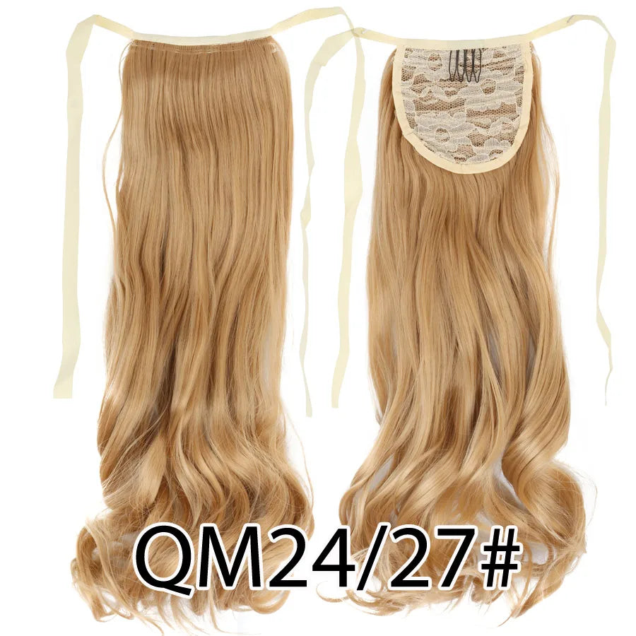 Synthetic Ponytail Long Straight Wrap Around Ponytail Hair Extension Heat-Reistant Fiber Pony Tail Fake Hairpieces For Women