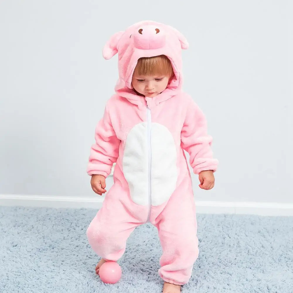 Baby Kigurumi Penguin Lion Cat Animal Cosplay Costume Winter Plush Jumpsuit for Toddler Boys 1 to 2 3 4 Years Baby Girl Outfits