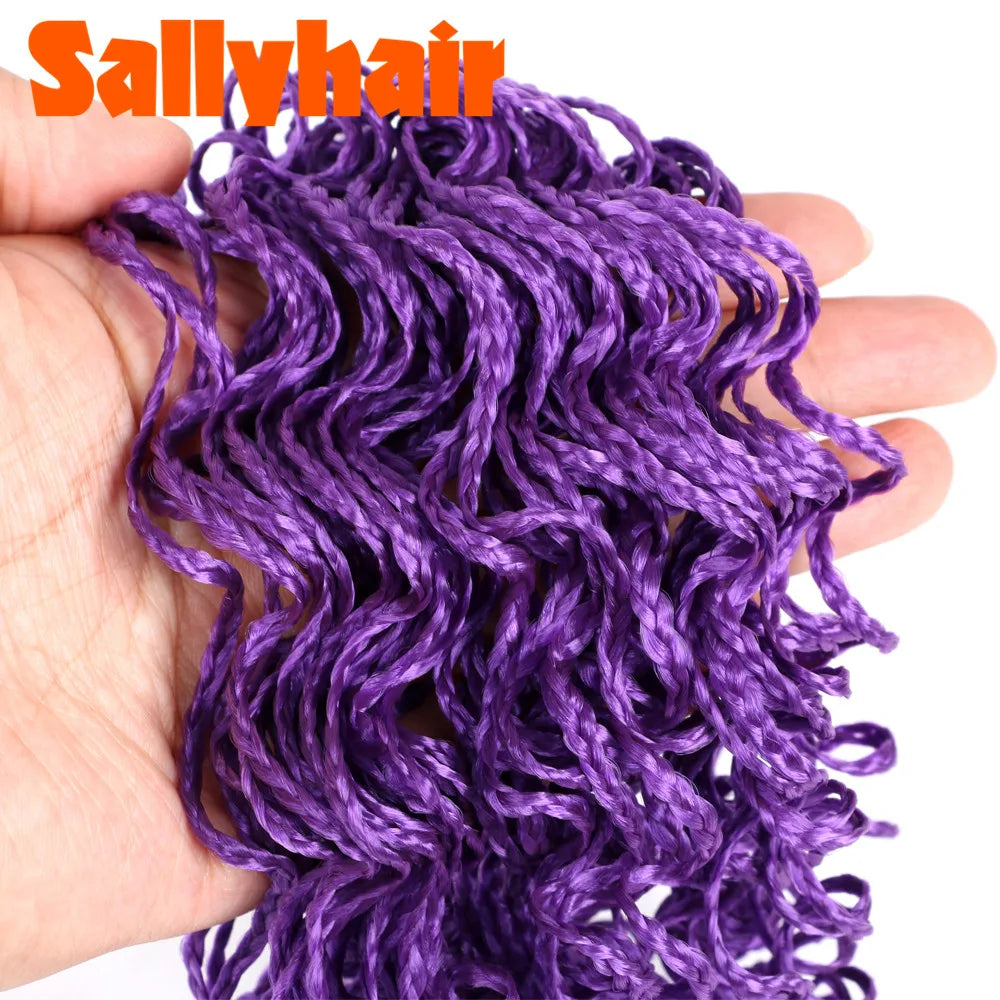 Sallyhair Synthetic Braids Thin Box Braids Crochet Braiding Hair Colorful Zizi Braids Extensions Grey Pink Black Brown Hair
