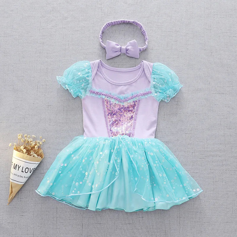 Baby Romper TUTU Dress With Headband Infant Baby Princess Girl Clothes Size 3-18M Cute Design Baby Dress Party Costumes
